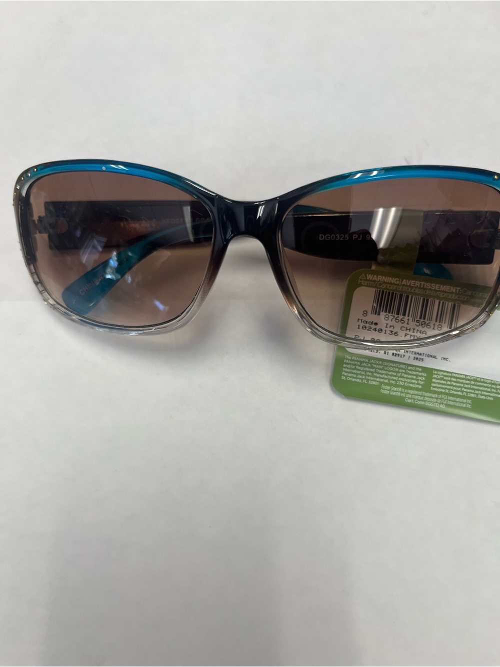 Foster Grant Panama Jack Teal-Trim Gradient Brown Oversized Women's Sunglasses